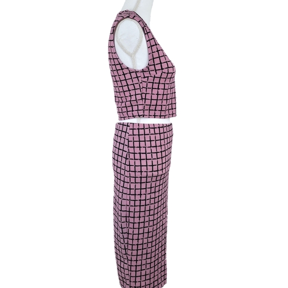 UK2LA Womens Lg. 2 Piece Set Purple Grid Dress - Picture 6 of 8